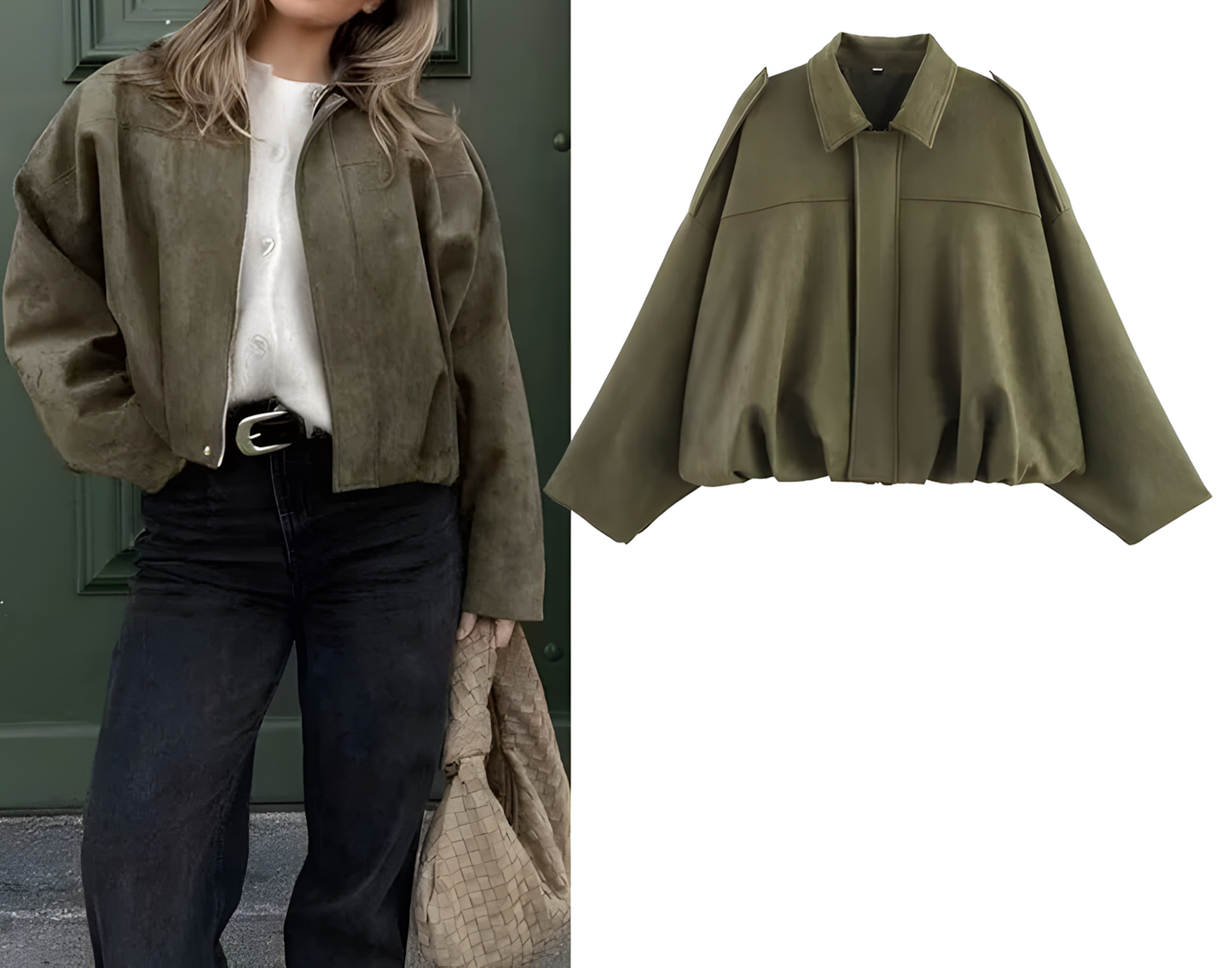 RAFZNB Women's Suede Cropped Bomber Jacket