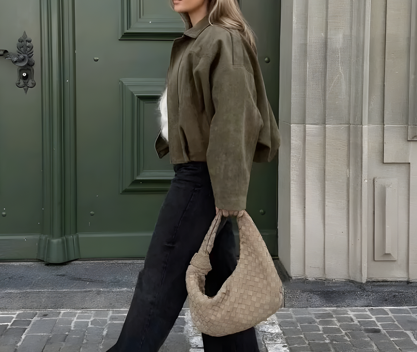 RAFZNB Women's Suede Cropped Bomber Jacket