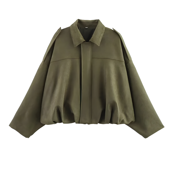 RAFZNB Women's Suede Cropped Bomber Jacket